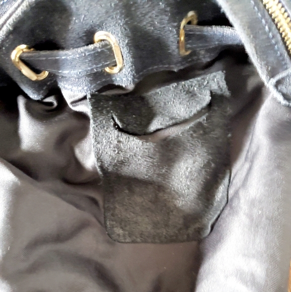 Borse in Pelle Italian Leather Blue Suede Shimmer Bucket Drawstring Bag - Picture 6 of 12